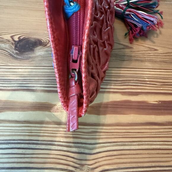 Vtg Carlo Fiori Purse Brightly Colored Snake Leather Crossbody Zip Tassles Italy - Picture 11 of 15